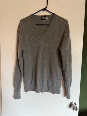 Panda brand gray cashmere v neck pullover sweater 
size medium